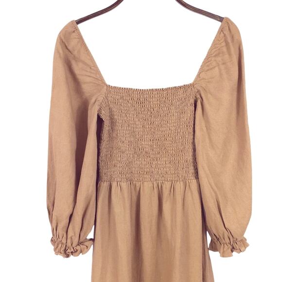 Reformation Gitane Smocked Linen Midi Dress Measures S/M - Picture 4 of 9